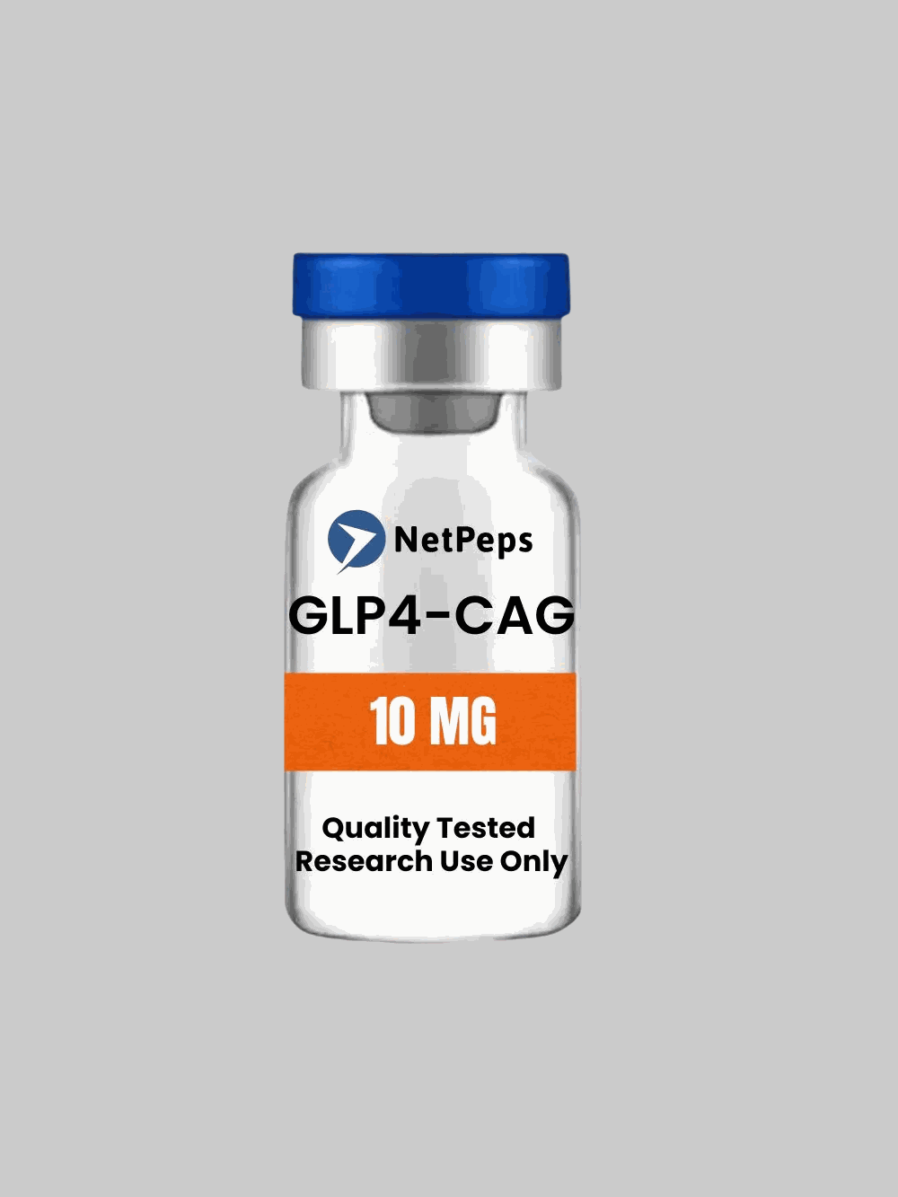 GLP4-CAG 10mg research peptide bottle with warning and usage instructions