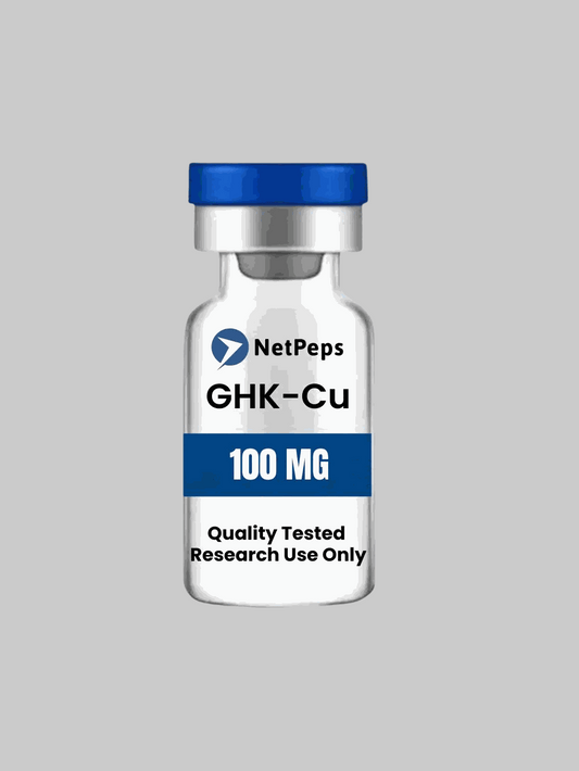 GHK-CU 100mg peptide vial for research use only with safety and storage instructions