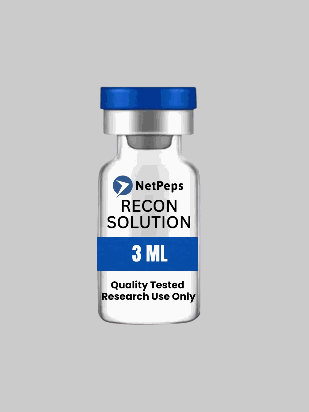 3ml bottle of RECONSTITUTION SOLUTION for research use only with safety and storage instructions