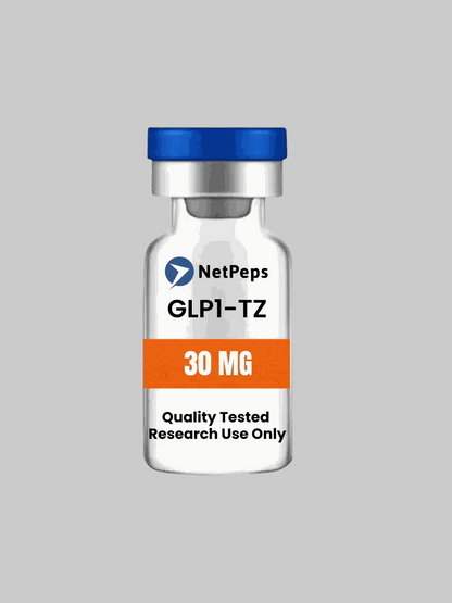 GLP1-T 30mg research peptide vial with important safety and storage instructions