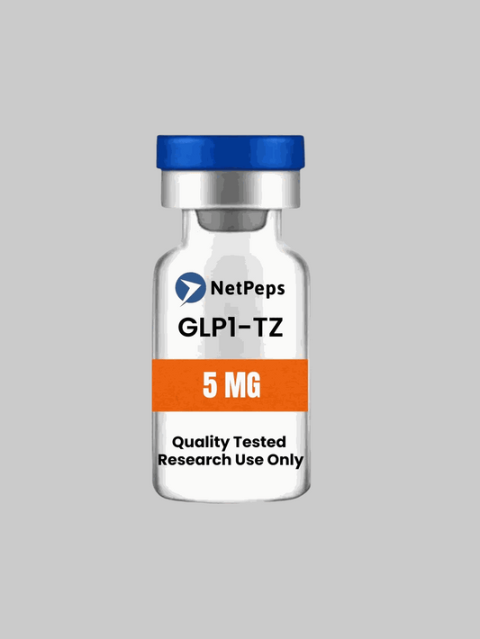 GLP1-T 5mg research peptide vial with warning label for laboratory use only